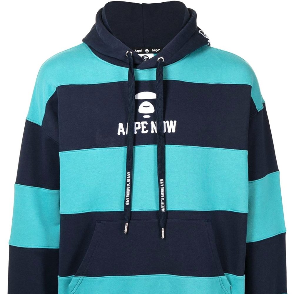 BAPE AAPE A BATHING APE Heavy Duty Navy & Green XL Sweatshirt Sweater Hoodie